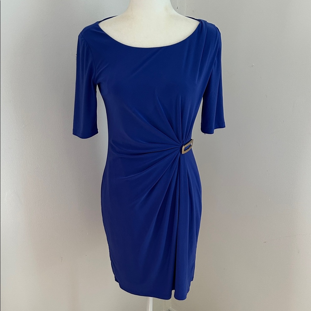 Evan Picone Cobalt Blue Twist-Detail Mini Dress